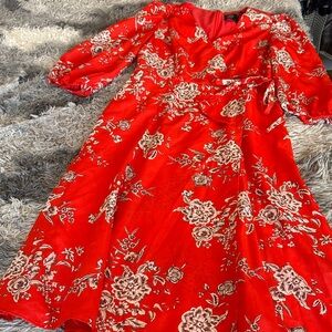 Vince Camuto Red Floral Casual Dress